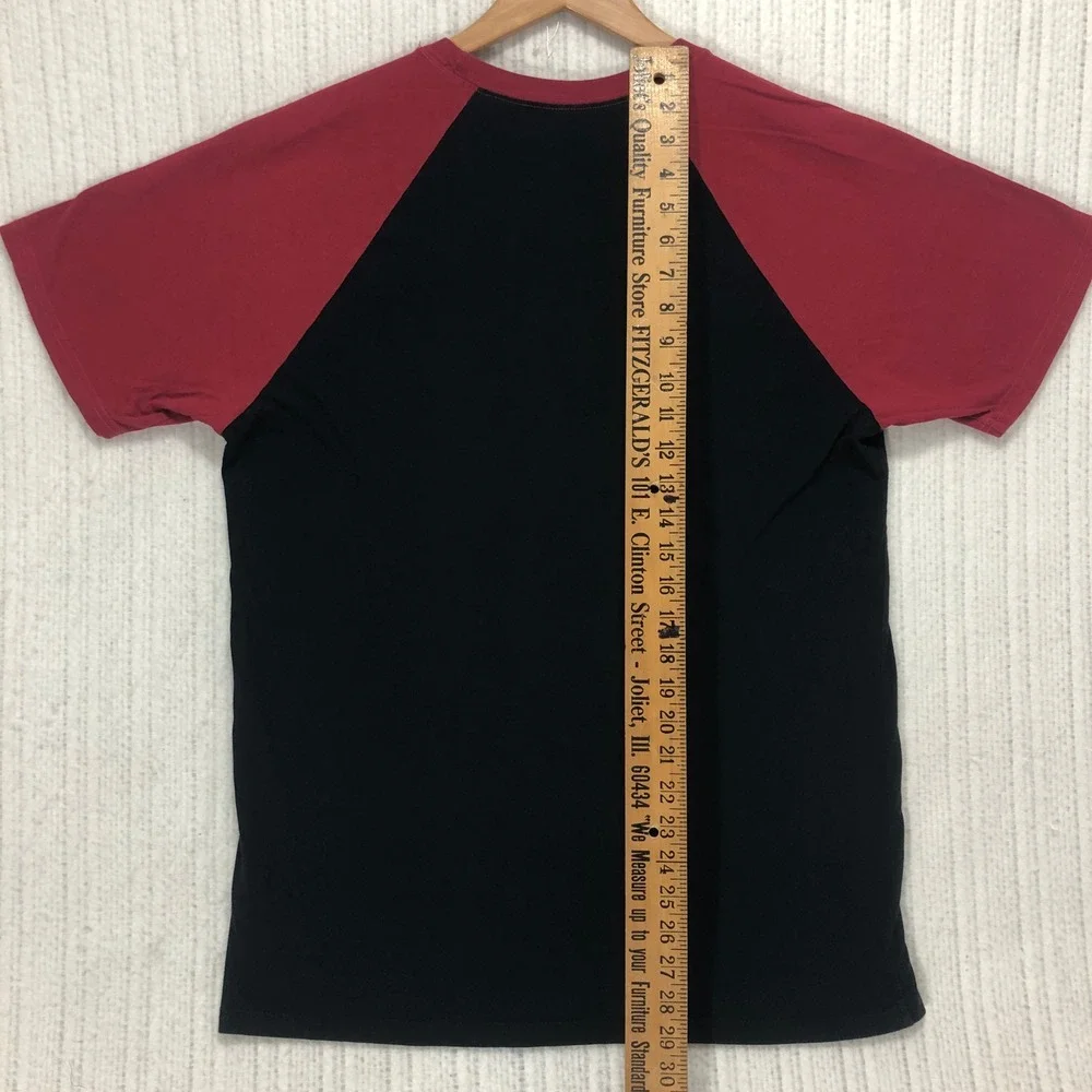 True Religion Mens Raglan Graphic T-Shirt Black Red Buddha Guitar L M40A595EQI